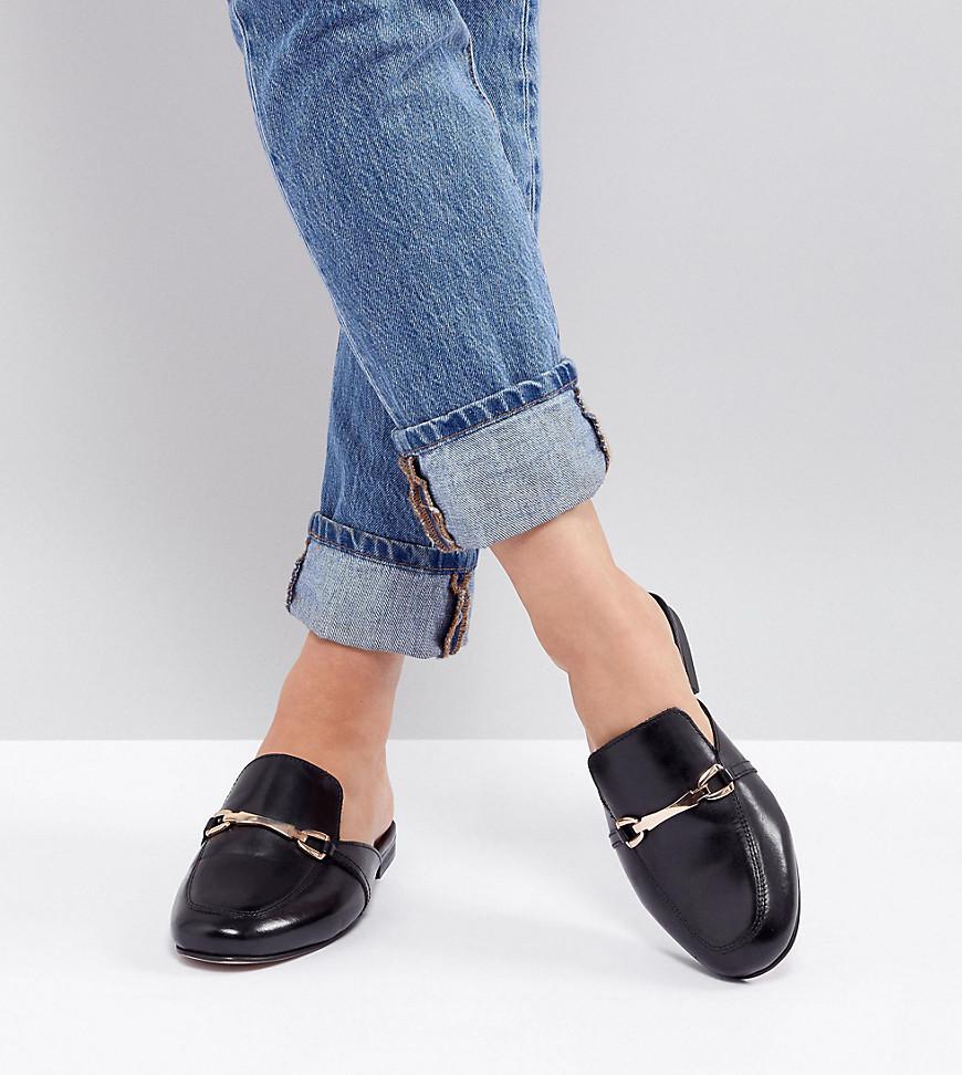 ASOS Movie Wide Fit Leather Mule Loafers in Black | Lyst