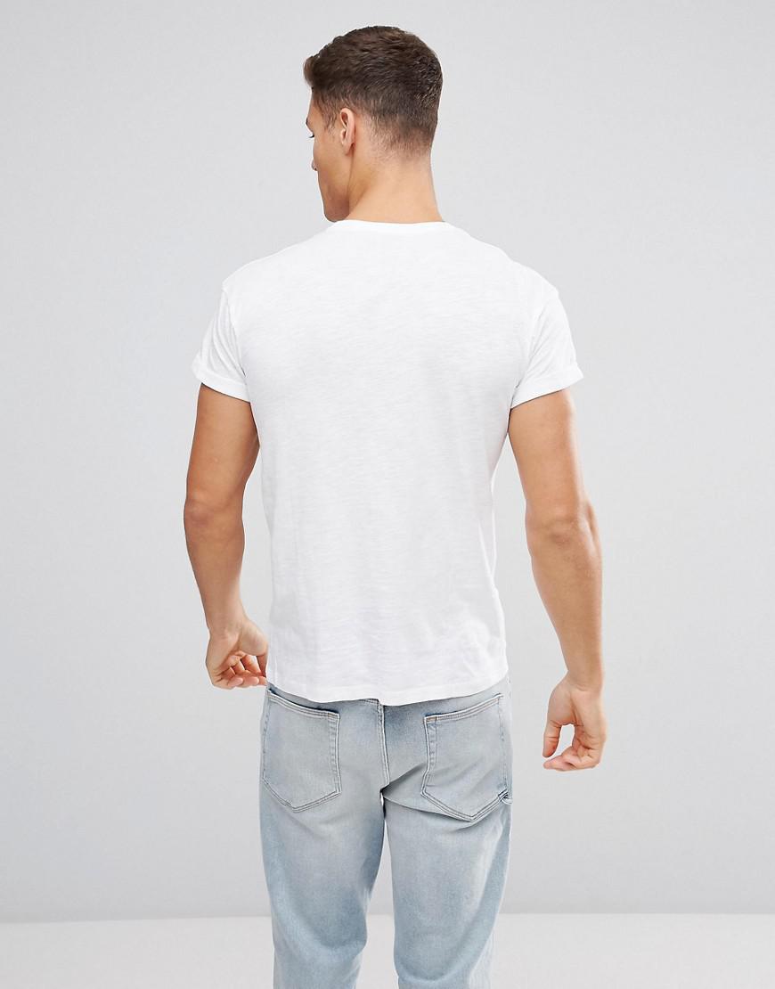Lyst - New Look T-shirt With Rolled Sleeves In White in White for Men