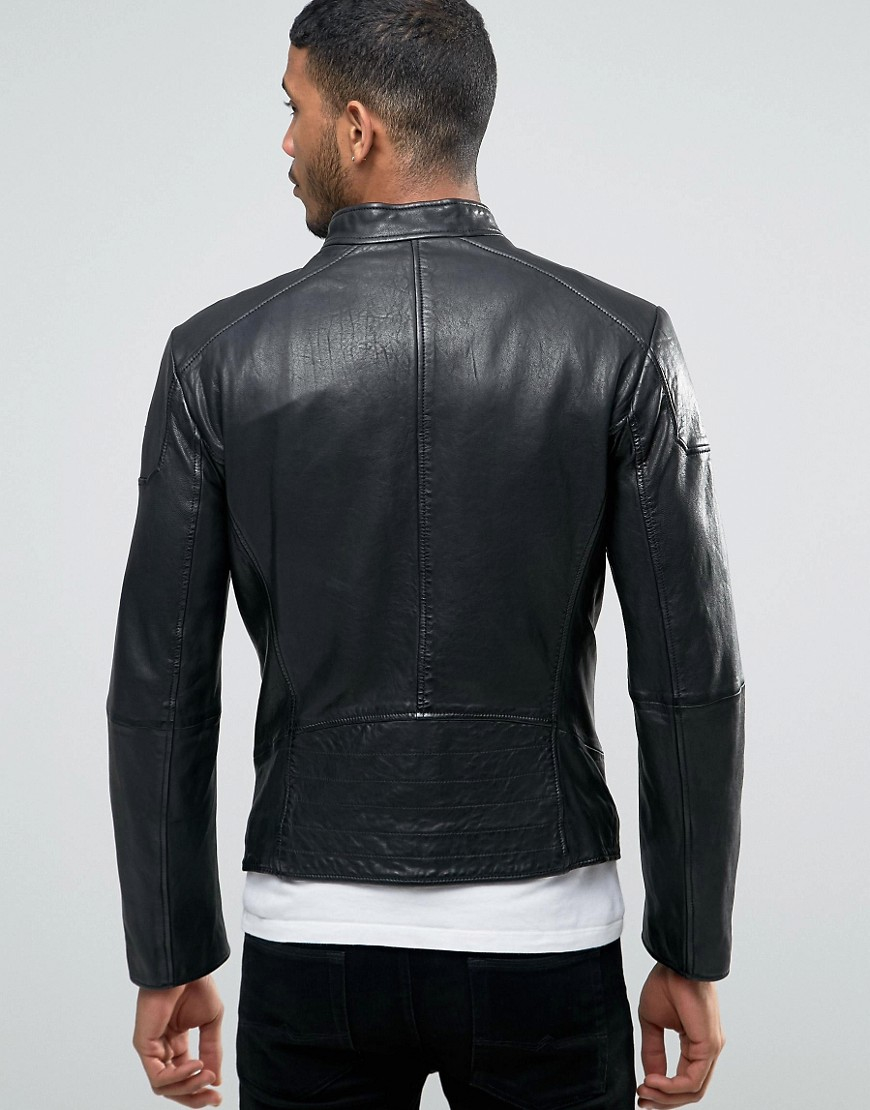 hugo boss orange leather jacket
