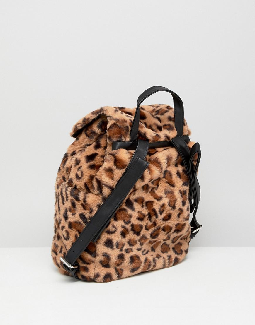 leopard fur backpack