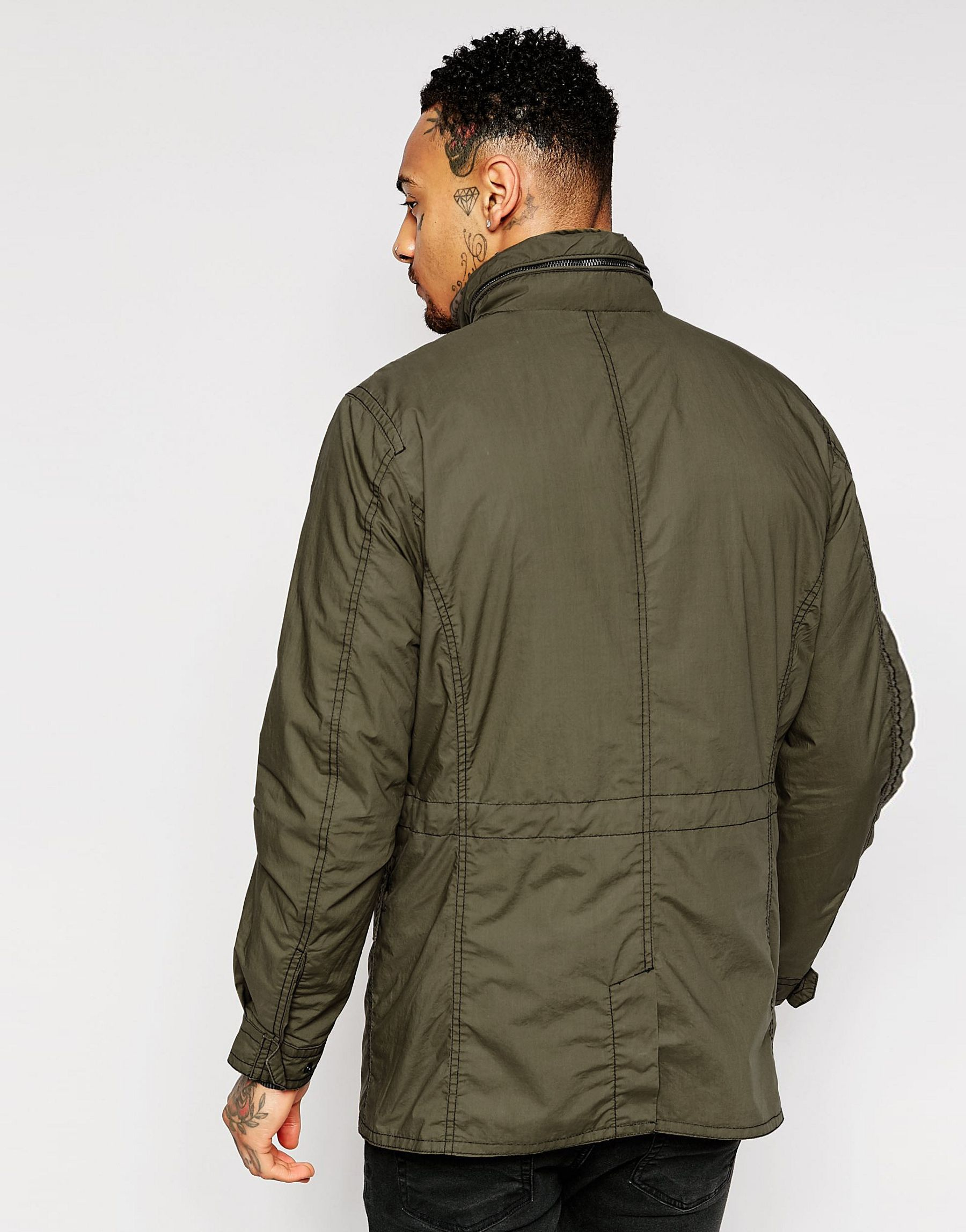 DIESEL Cotton J-rico Military Field Jacket Khaki for Men - Lyst
