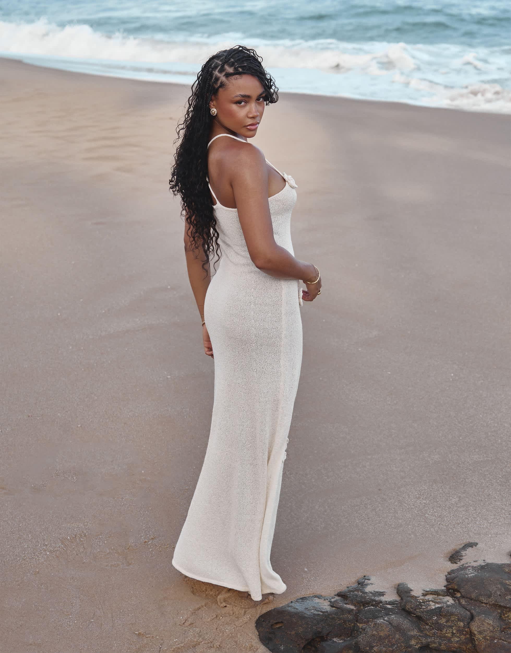 loose knit beach dress Beach Walk Knit Maxi Dress White main image 1