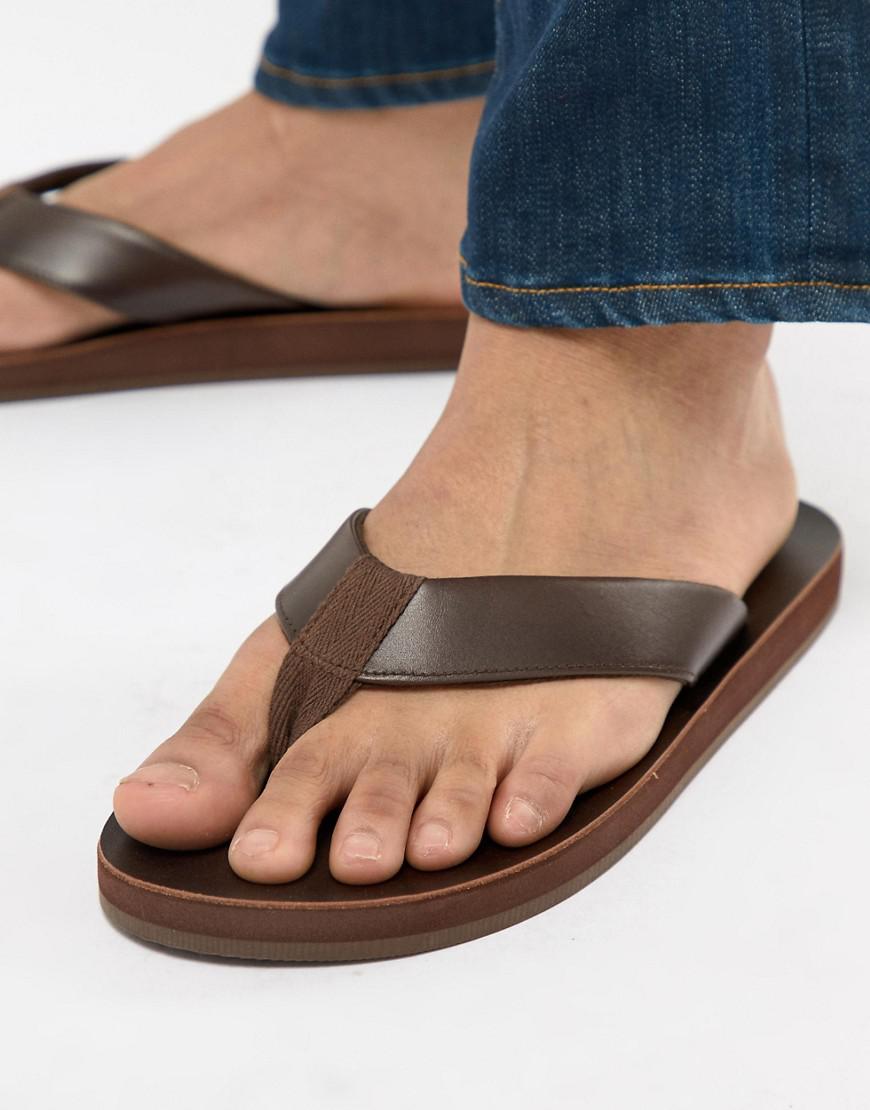 Abercrombie & Fitch Leather Flip Flops In Brown for Men | Lyst