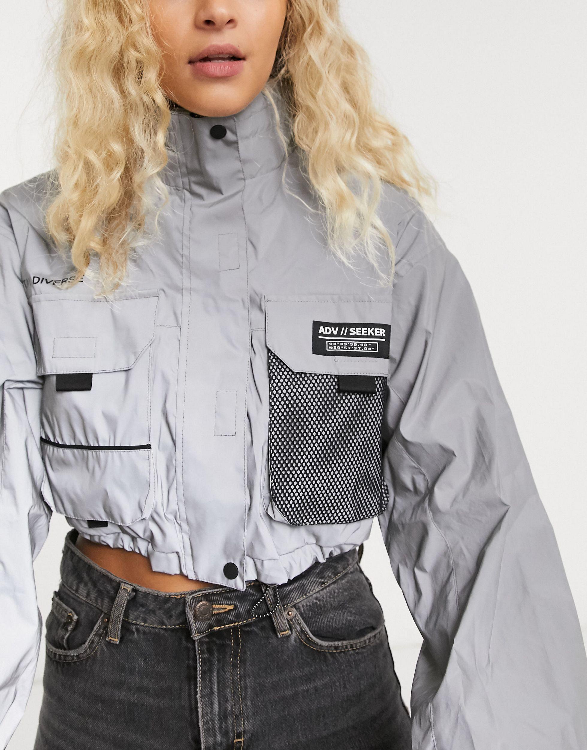 Bershka Reflective Windbreaker Jacket in Gray | Lyst