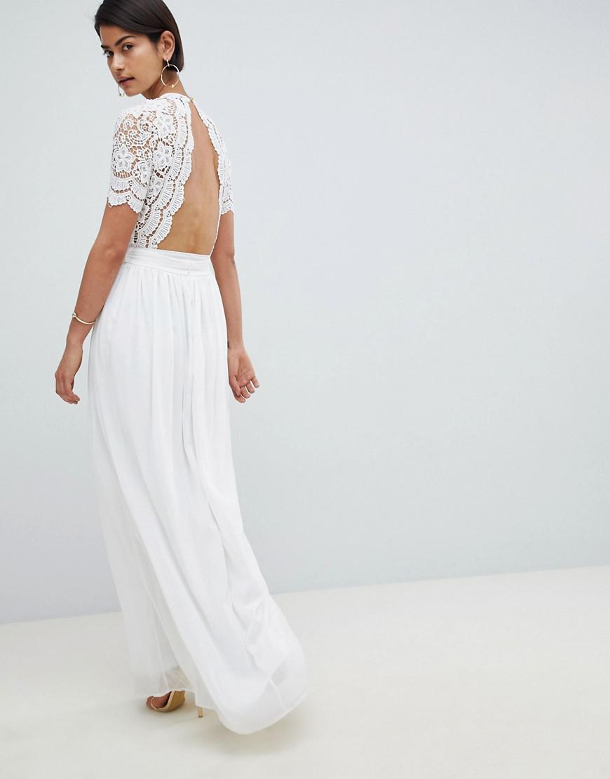 v neck short sleeve lace maxi dress