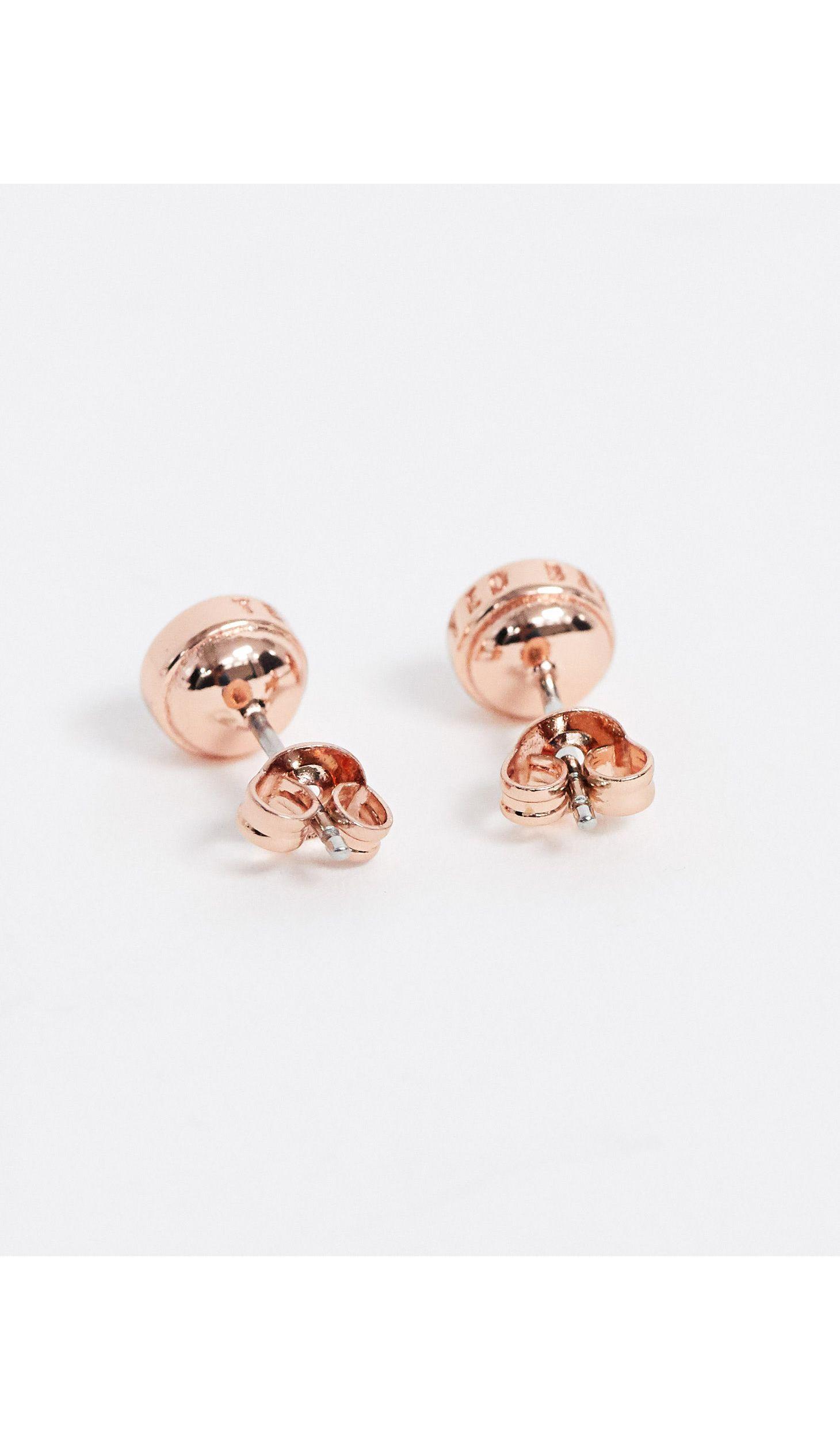 Ted Baker Sinaa Rose Gold Stud Earrings With Pale Pink Swarovski Crystal Lyst
