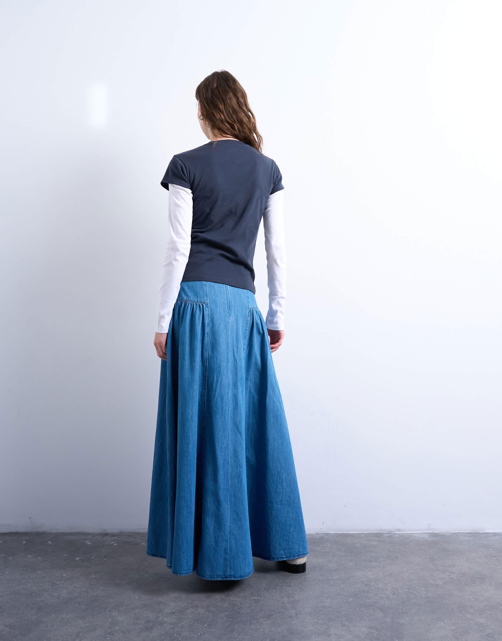Denim Maxi Skirts Long Denim Skirt Asos Designer Topshop Denim