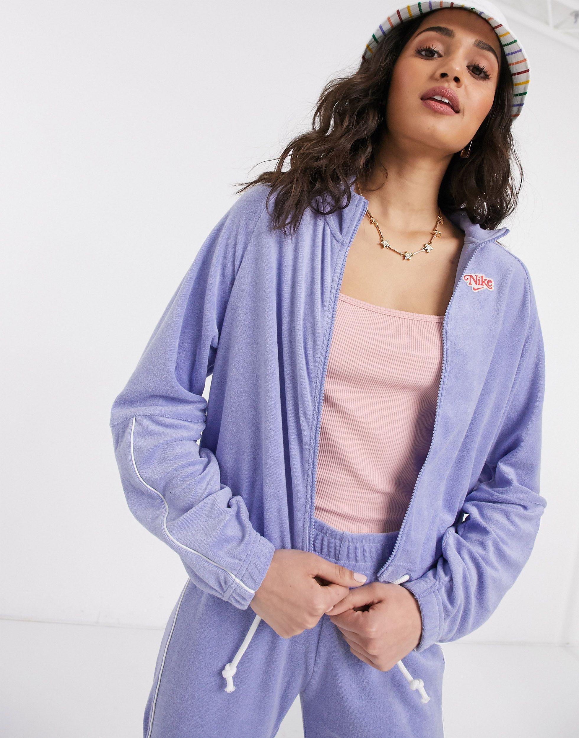 Nike Cropped Retro Trainingsjack Van Badstof in het Paars - Lyst