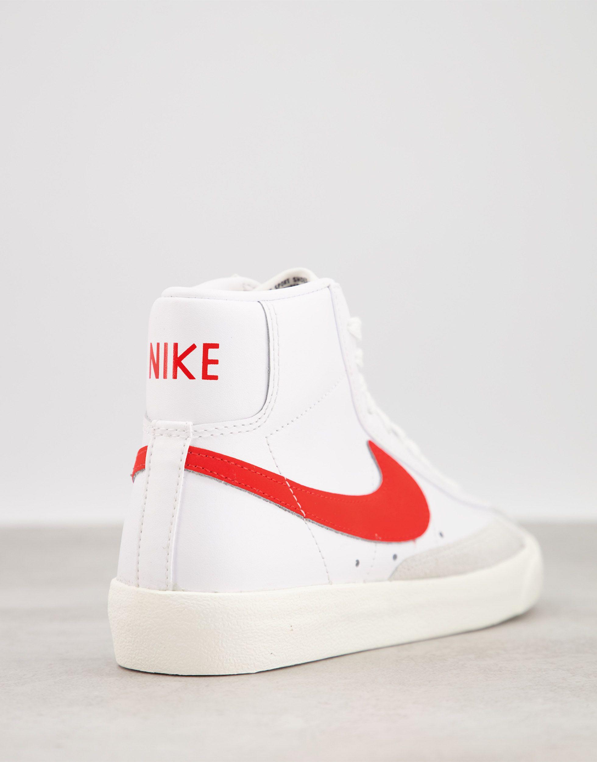 Zapatillas blancas y rojas Blazer Mid 77 Nike de color Blanco - Lyst
