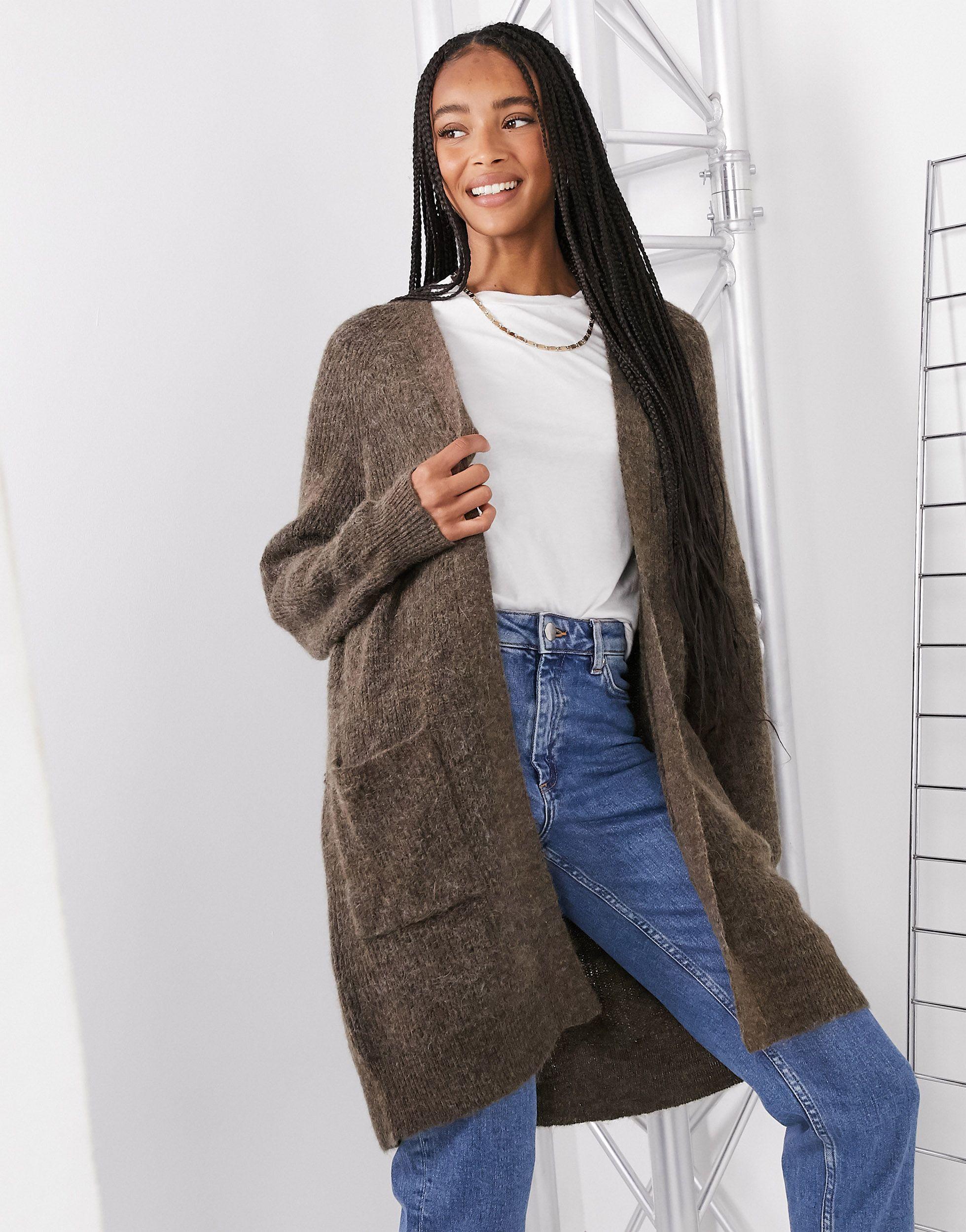 SELECTED Femme Long Cardigan in Brown Lyst Australia