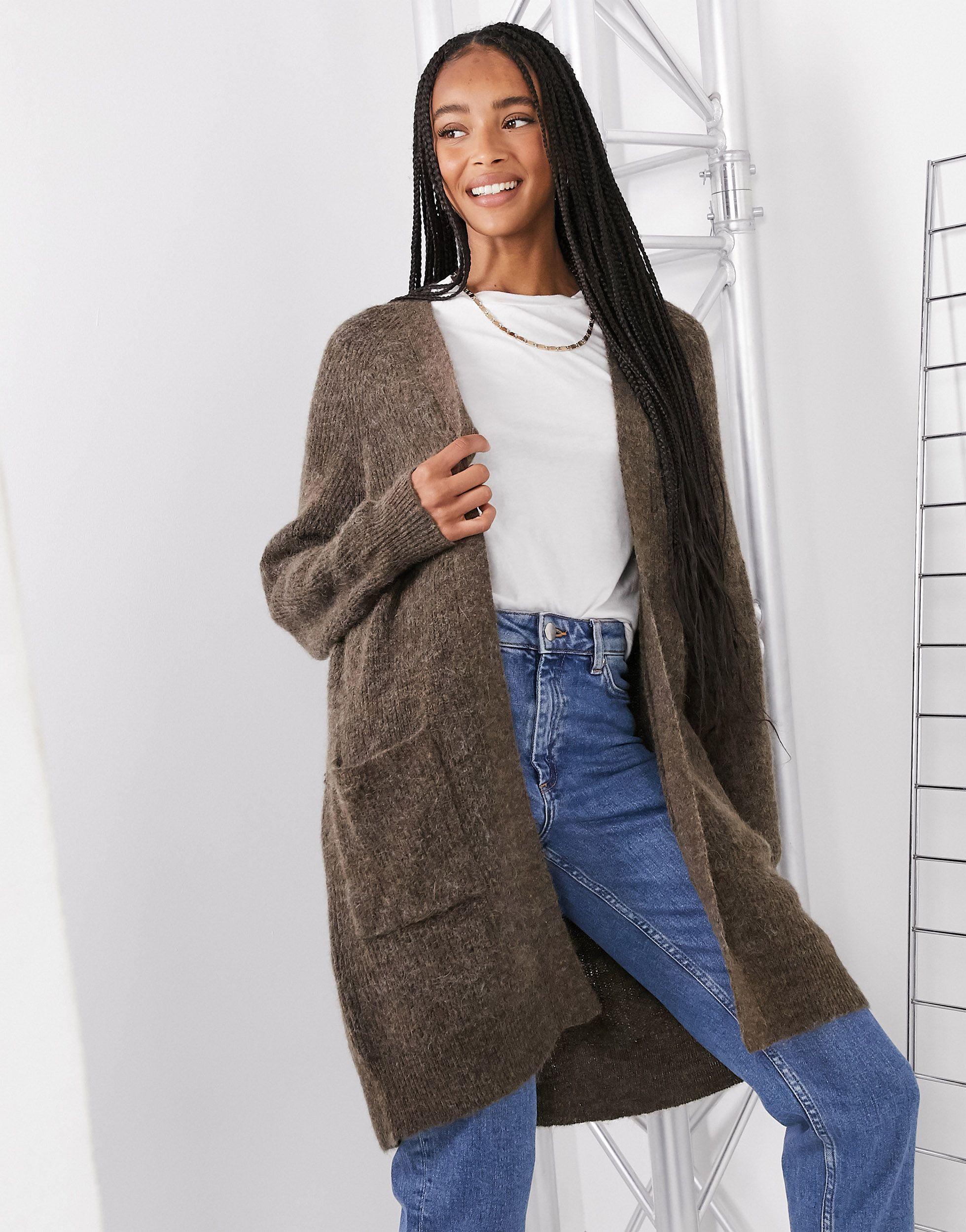 SELECTED Femme Long Cardigan in Brown | Lyst Australia