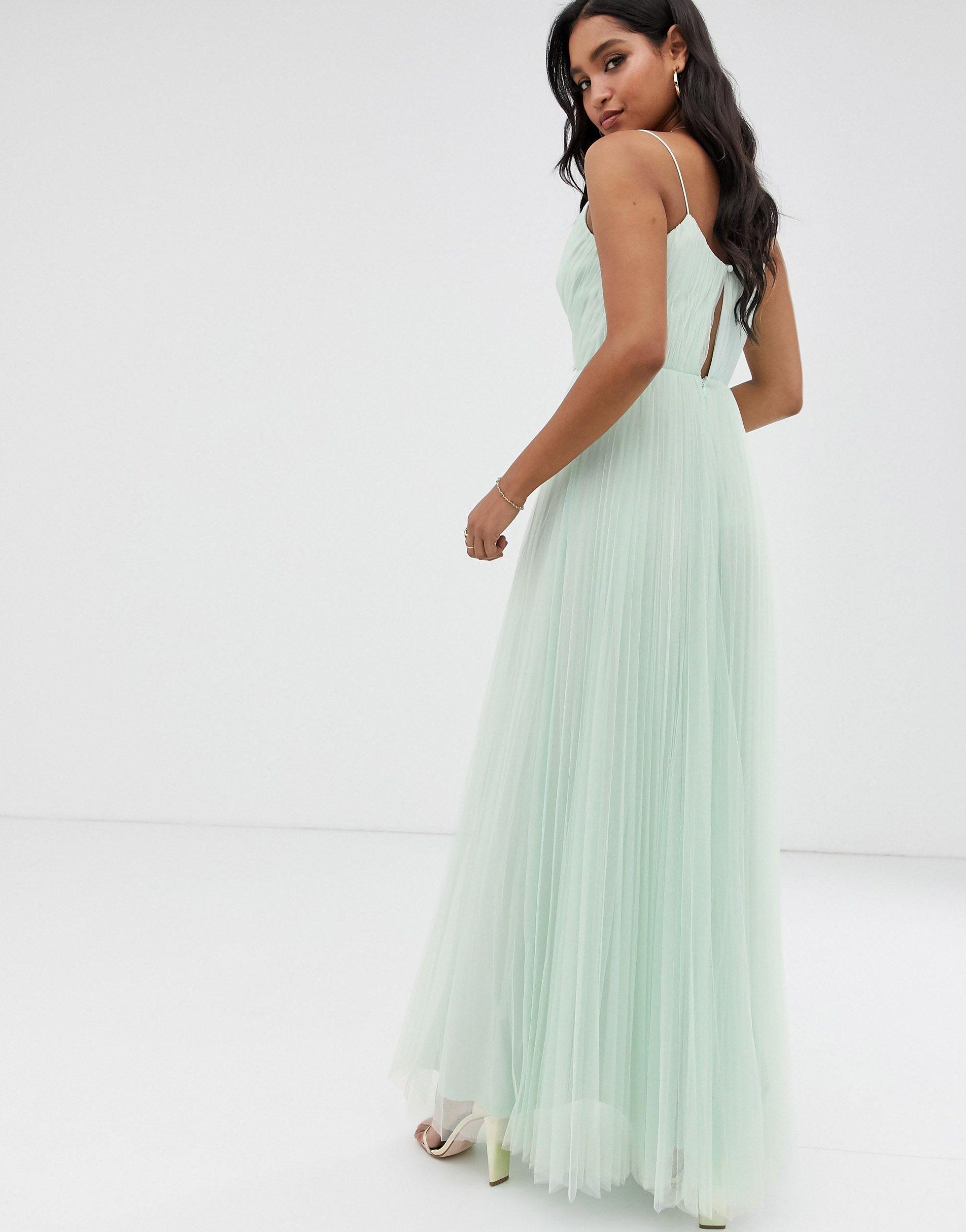 ASOS Cami Pleated Tulle Maxi Dress in 