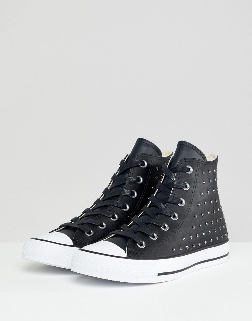 white studded converse high tops