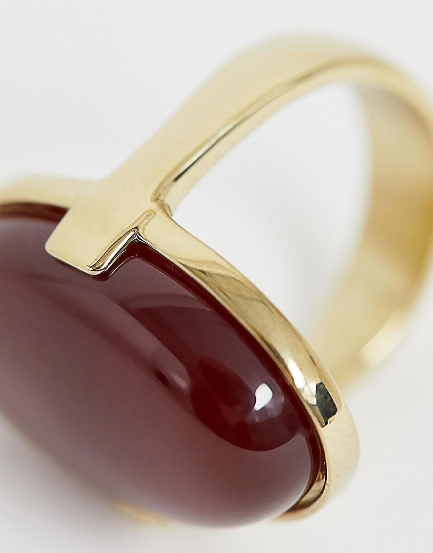 Dyrberg/Kern Gold Ring With Matte Red Stone | Lyst