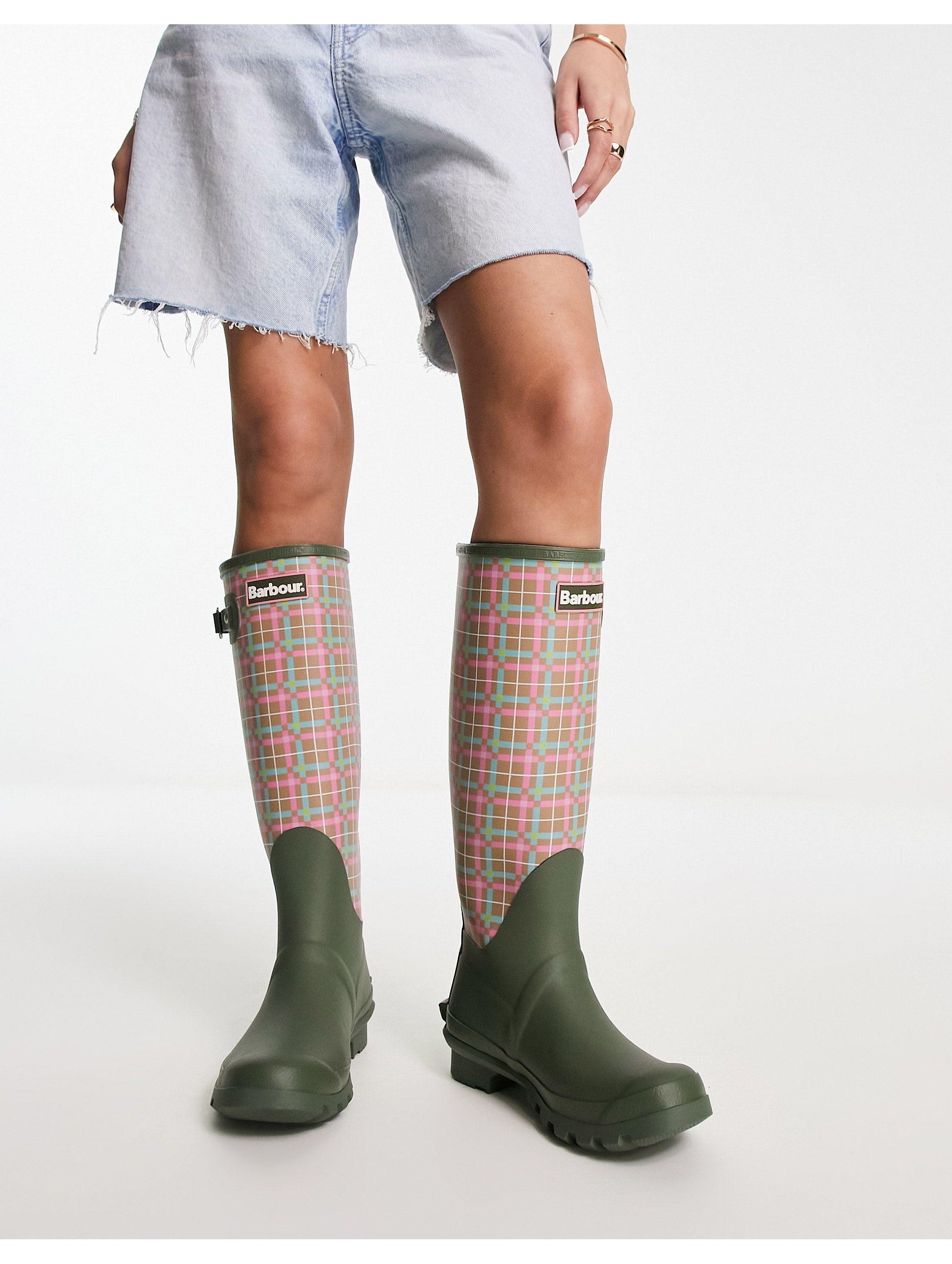 Barbour X Asos Exclusive Bede Tall Wellington Boots in White | Lyst UK