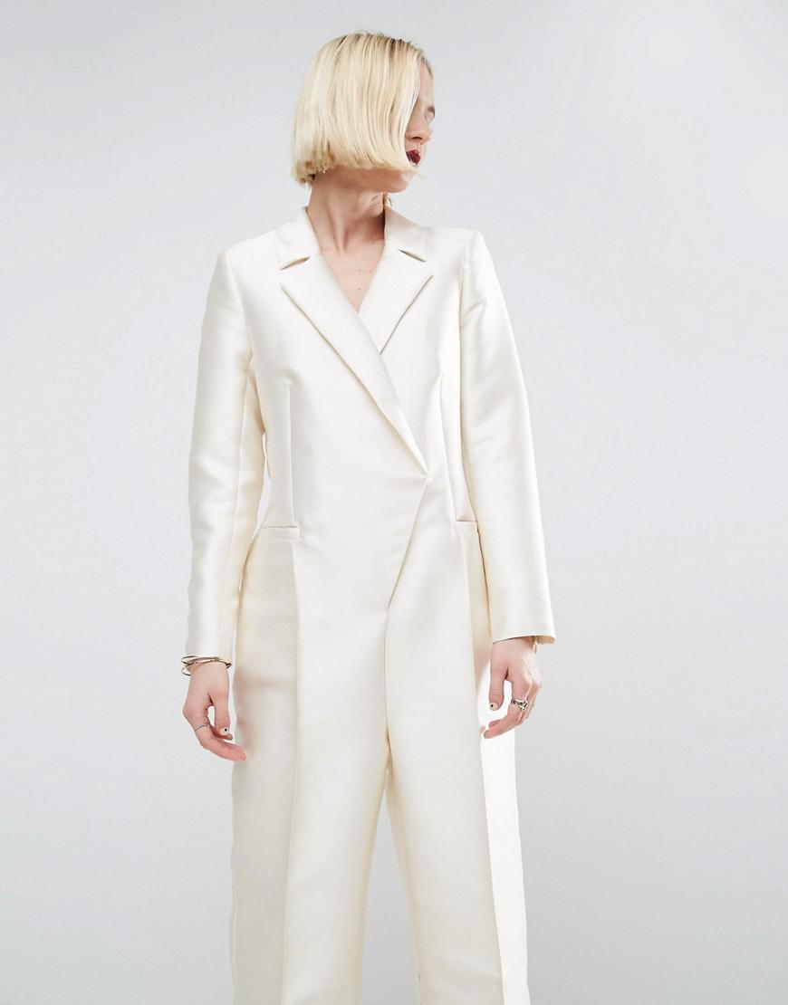 ASOS Tuxedo Jumpsuit in White | Lyst