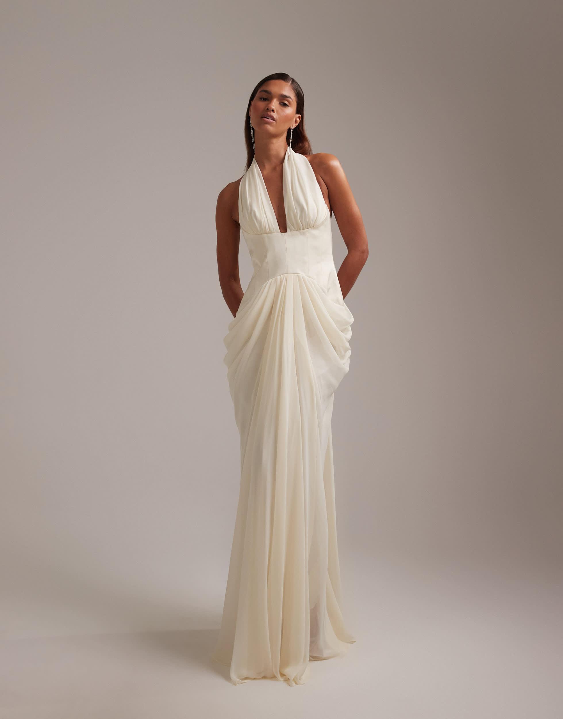 white halter neck dress asos ASOS Design - Maxi Dress - Women - Polyester - L