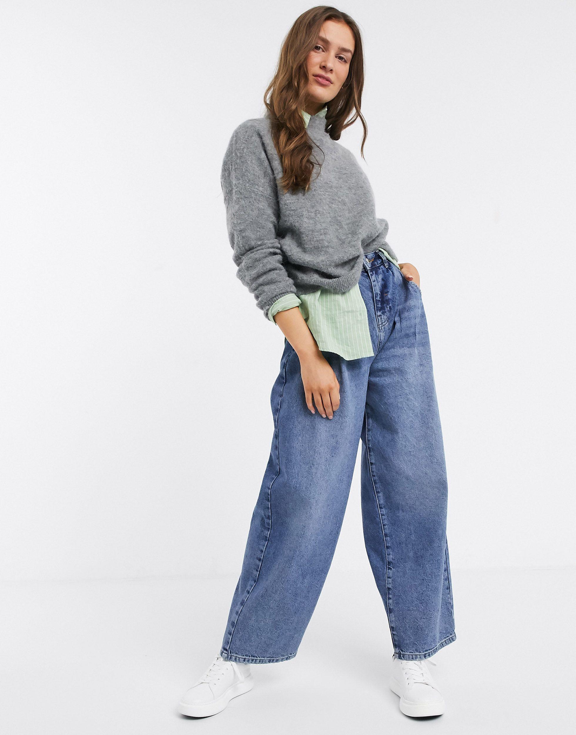 High Waist Wide Leg Mom Jean-blue 