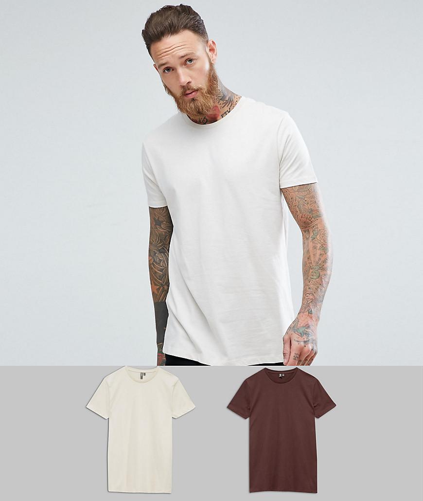 Lyst - Asos Longline T-shirt 2 Pack in White for Men