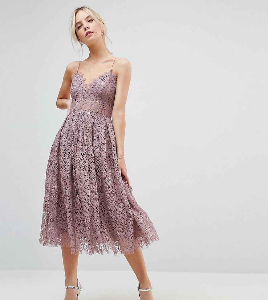 Lyst - Asos Lace Cami Midi Prom Dress in Purple
 Midi Evening Dress