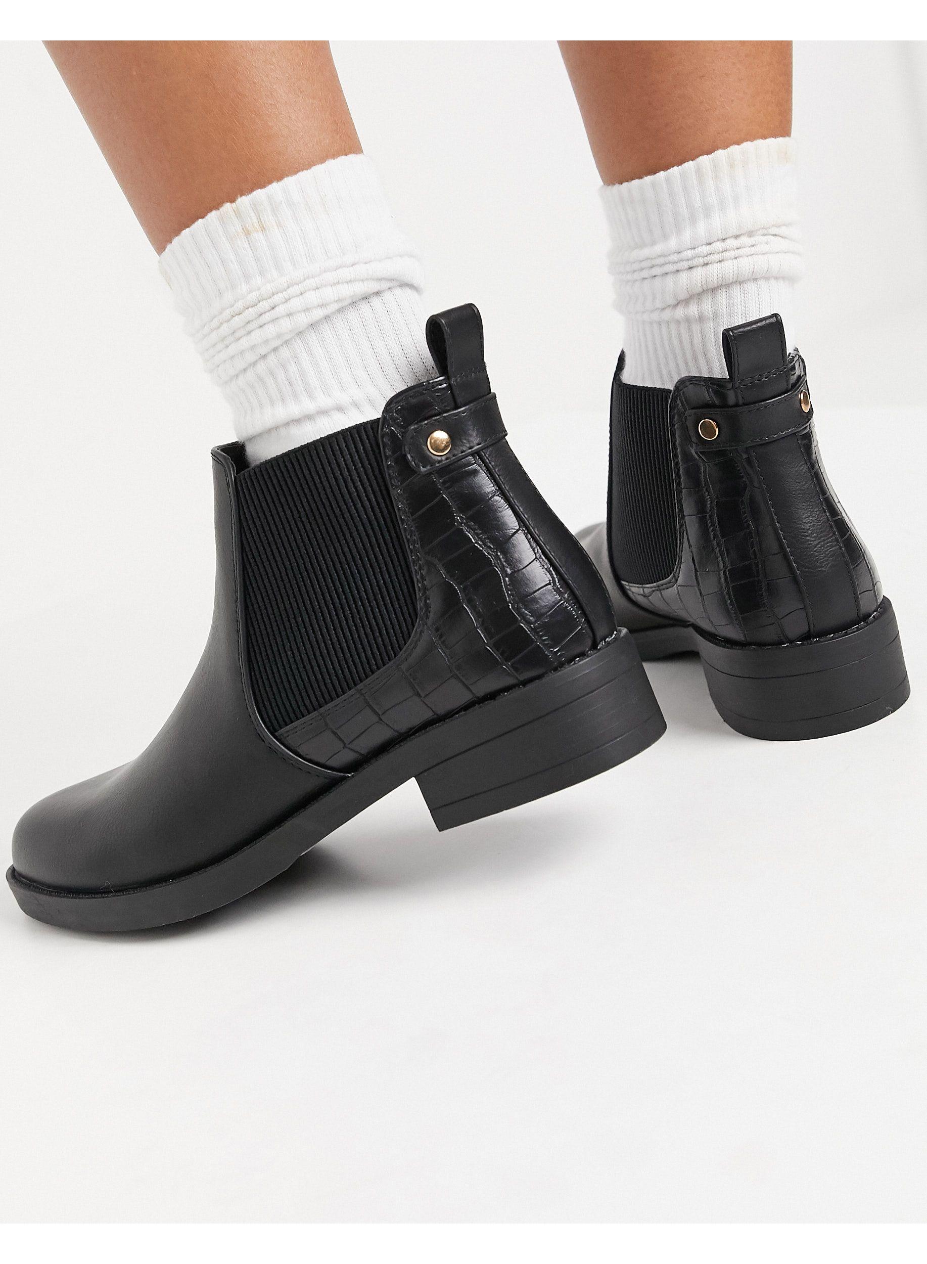 black faux croc boots