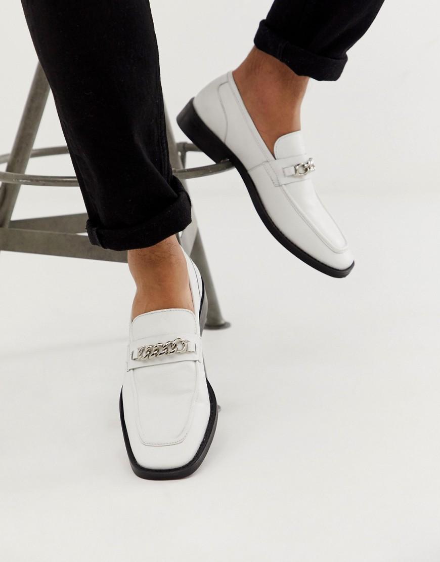 ASOS Weiße Loafer mit eckiger Zehenpartie und Zierkette in Weiß für Herren  | Lyst AT