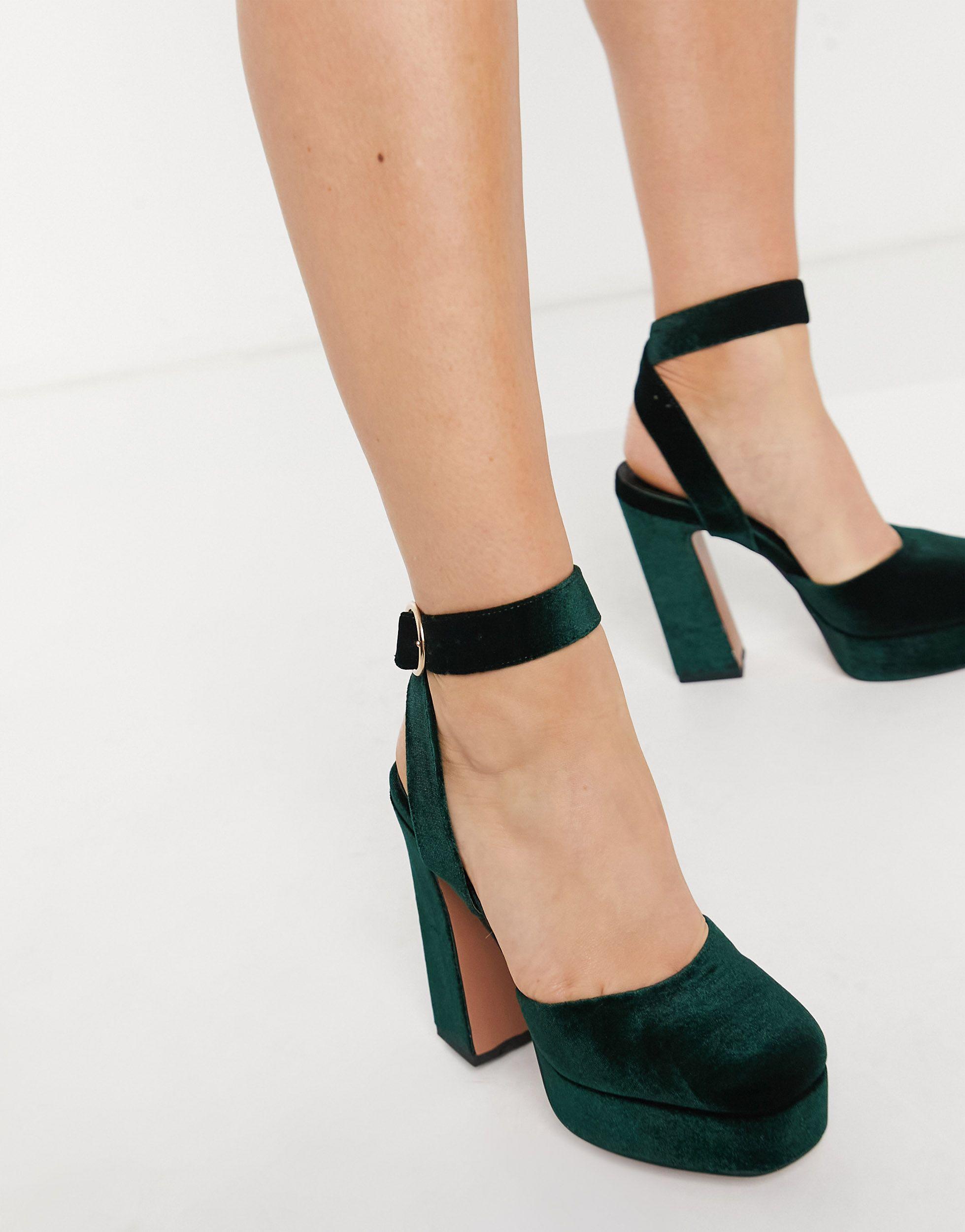 ASOS Pecan - Hakken Met Plateauzool in het Groen - Lyst