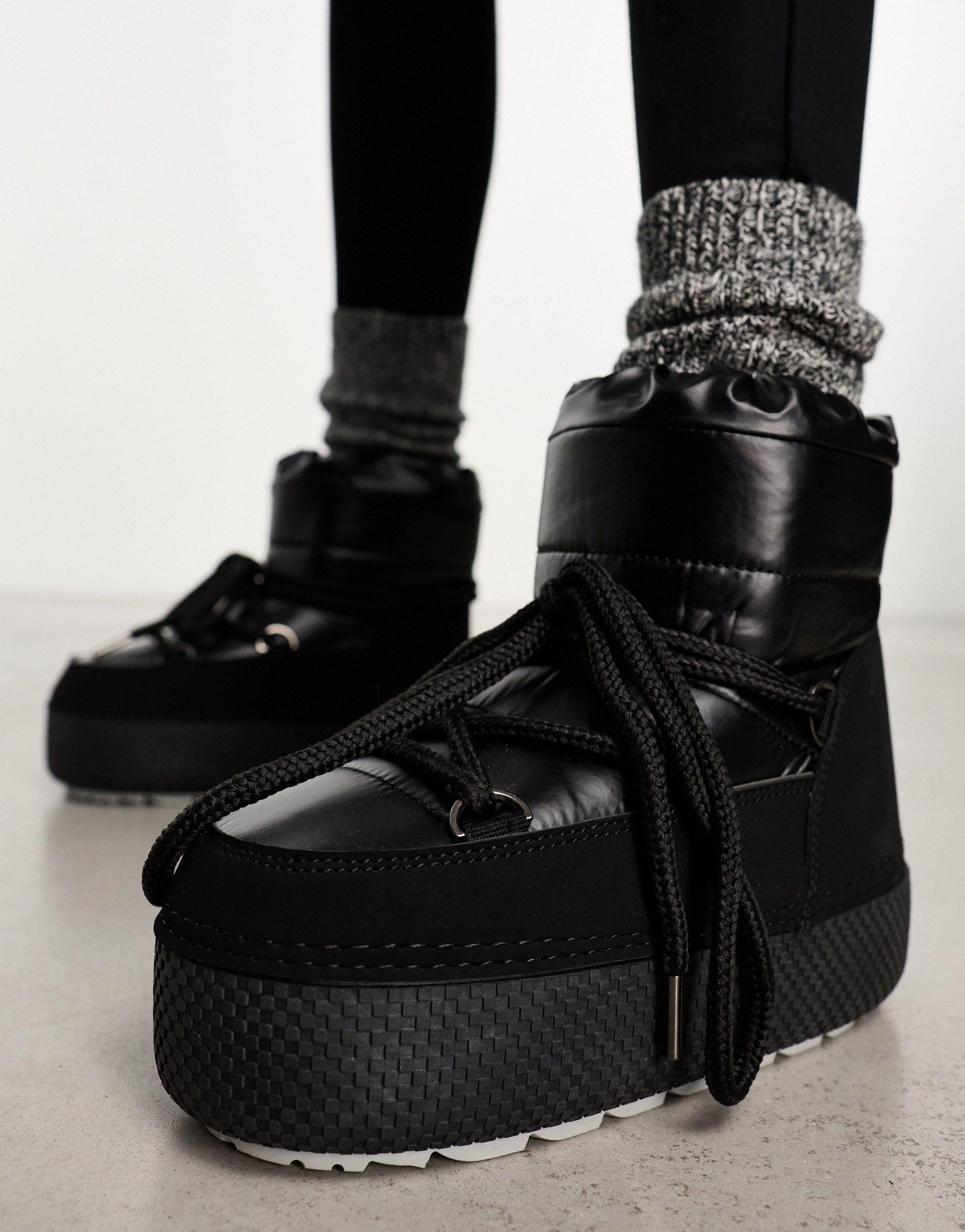 South Beach Padded Snow Boots in Black | Lyst UK