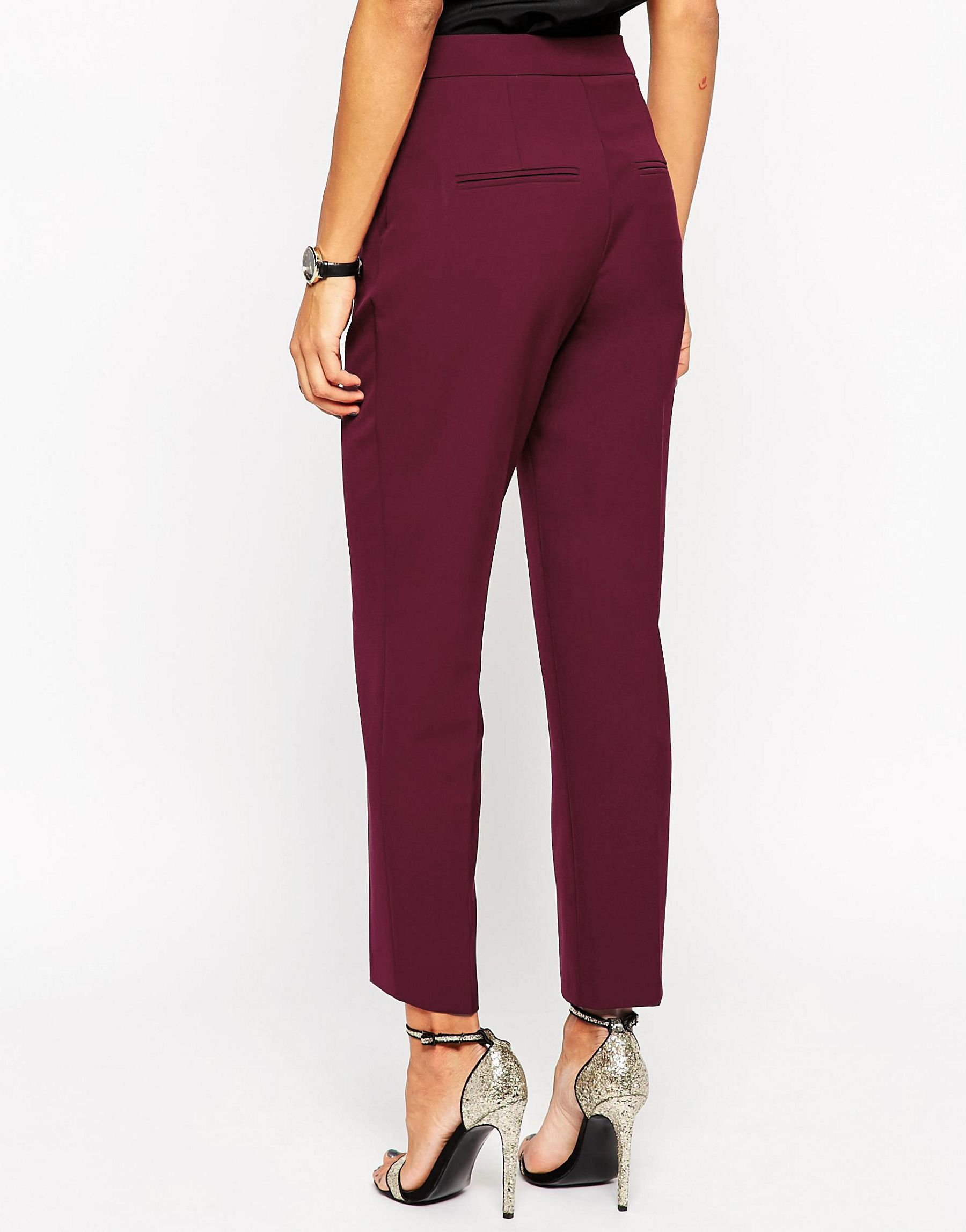 ASOS Synthetic Premium Clean Tailored Trousers in Purple - Lyst
