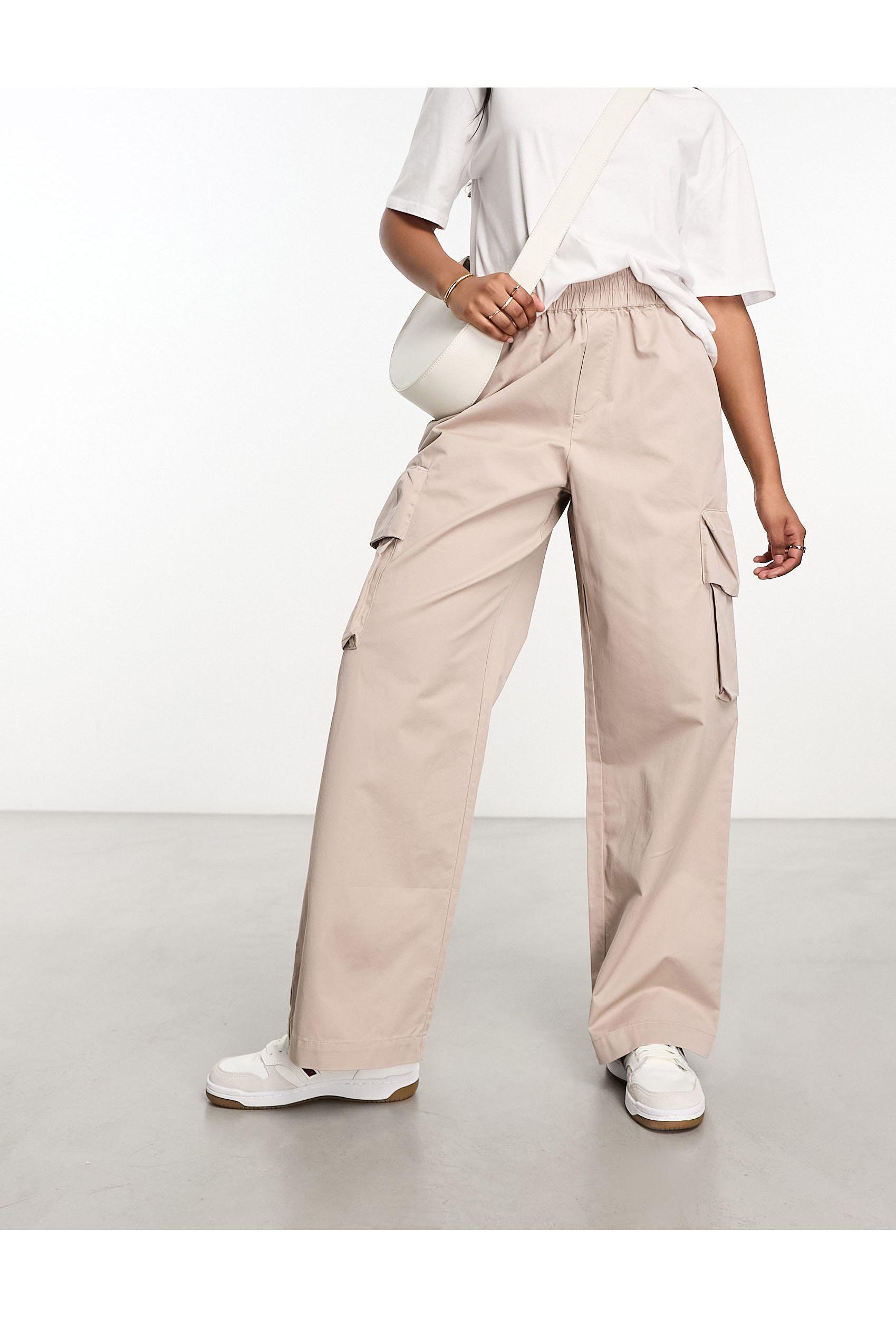ASOS Design Pull on Cargo Pant with Linen in blue-Neutral