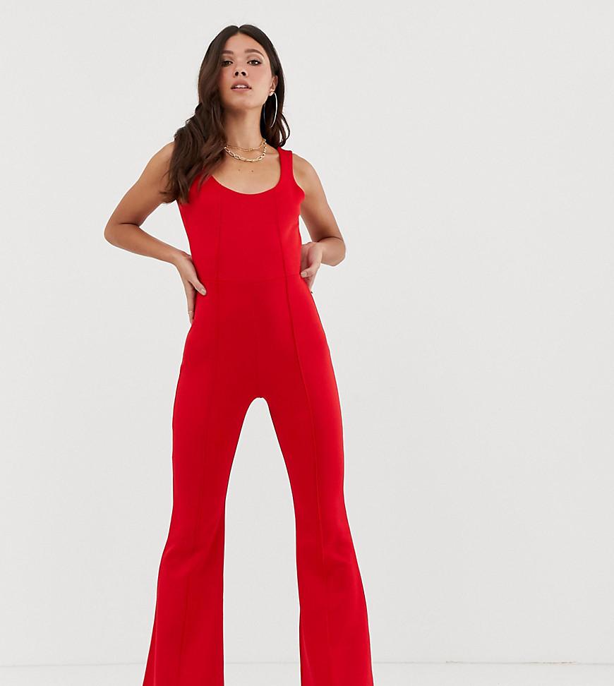 Missguided Flare Jumpsuit in Red | Lyst