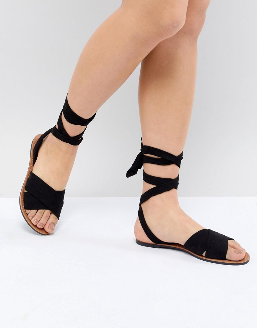 tie leg flat sandals