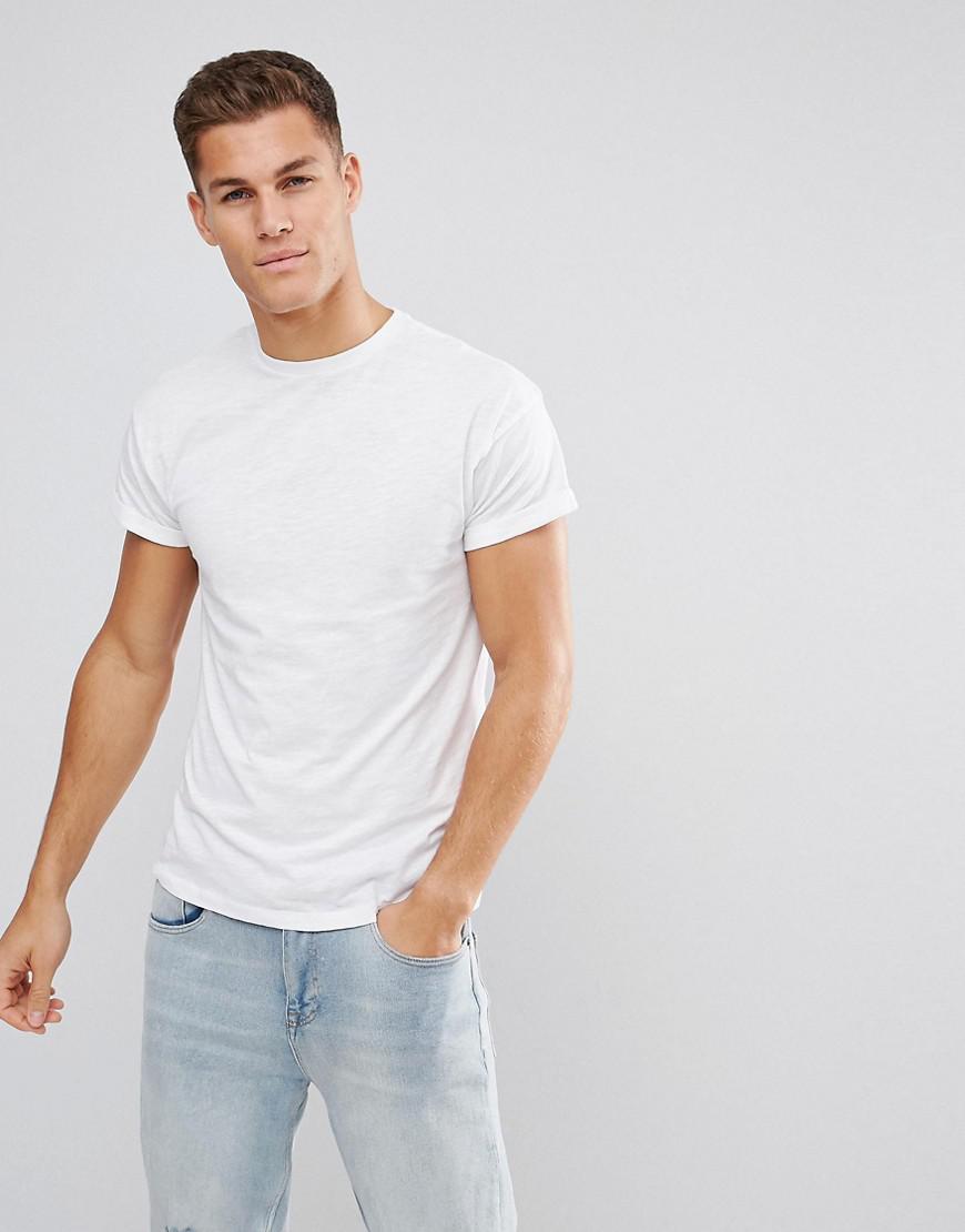 New Look T-shirt With Rolled Sleeves In White for Men | Lyst