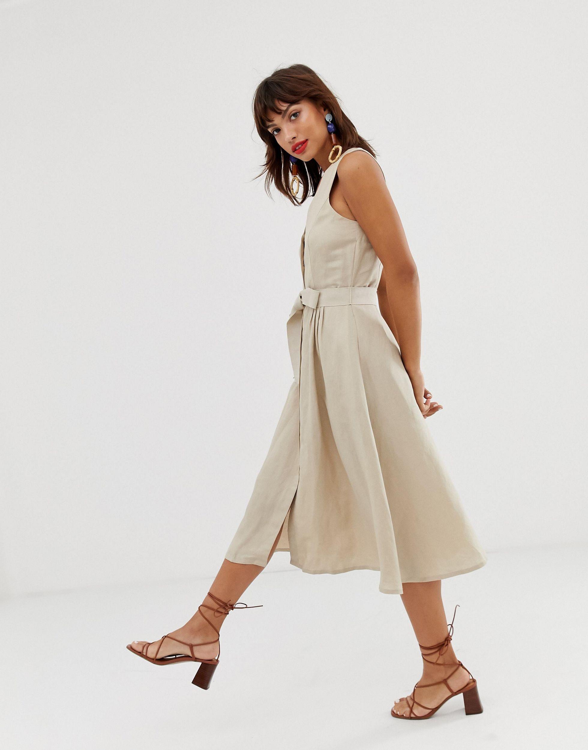 linen blend midi dress