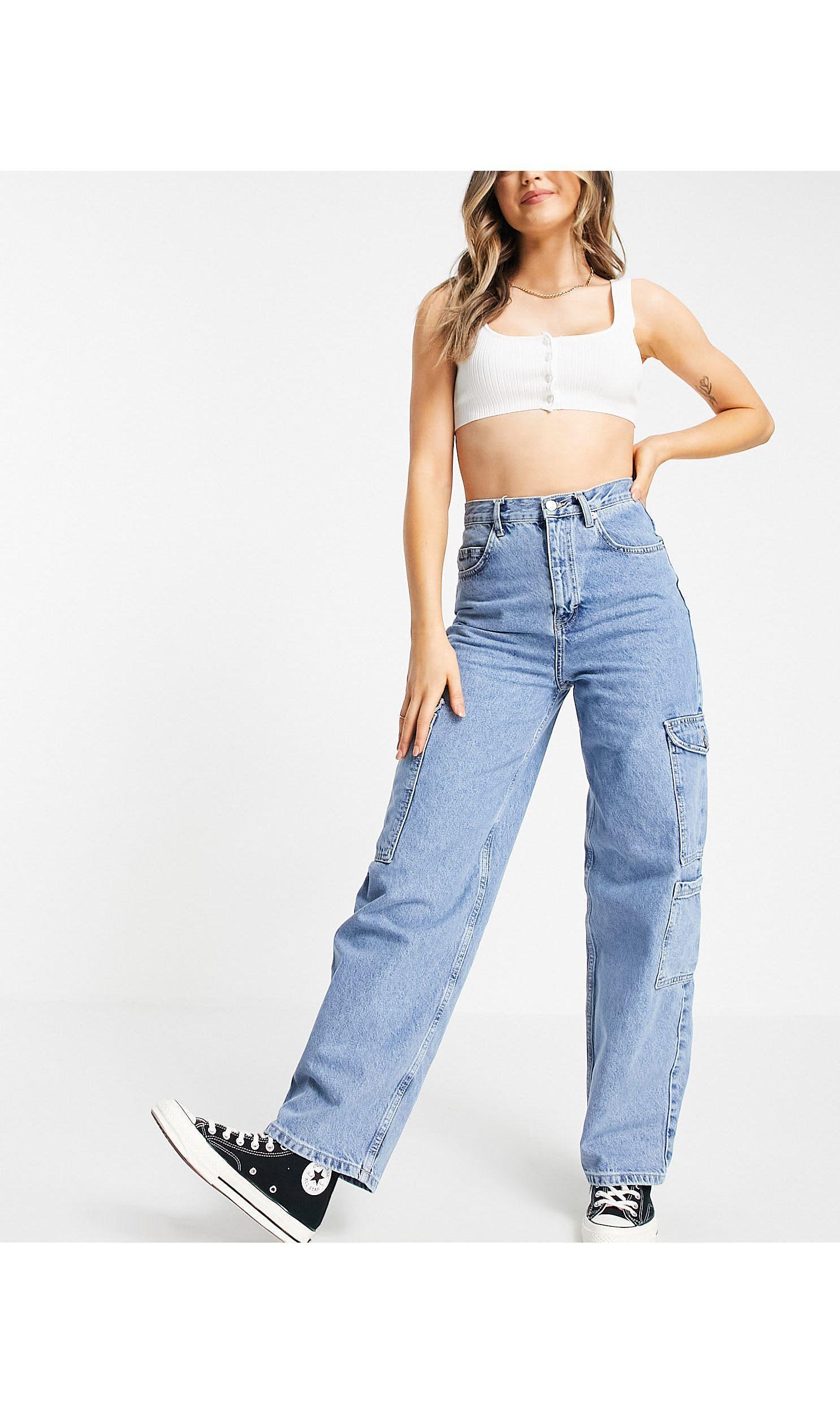 TOPSHOP Utility baggy Jeans in Blue | Lyst