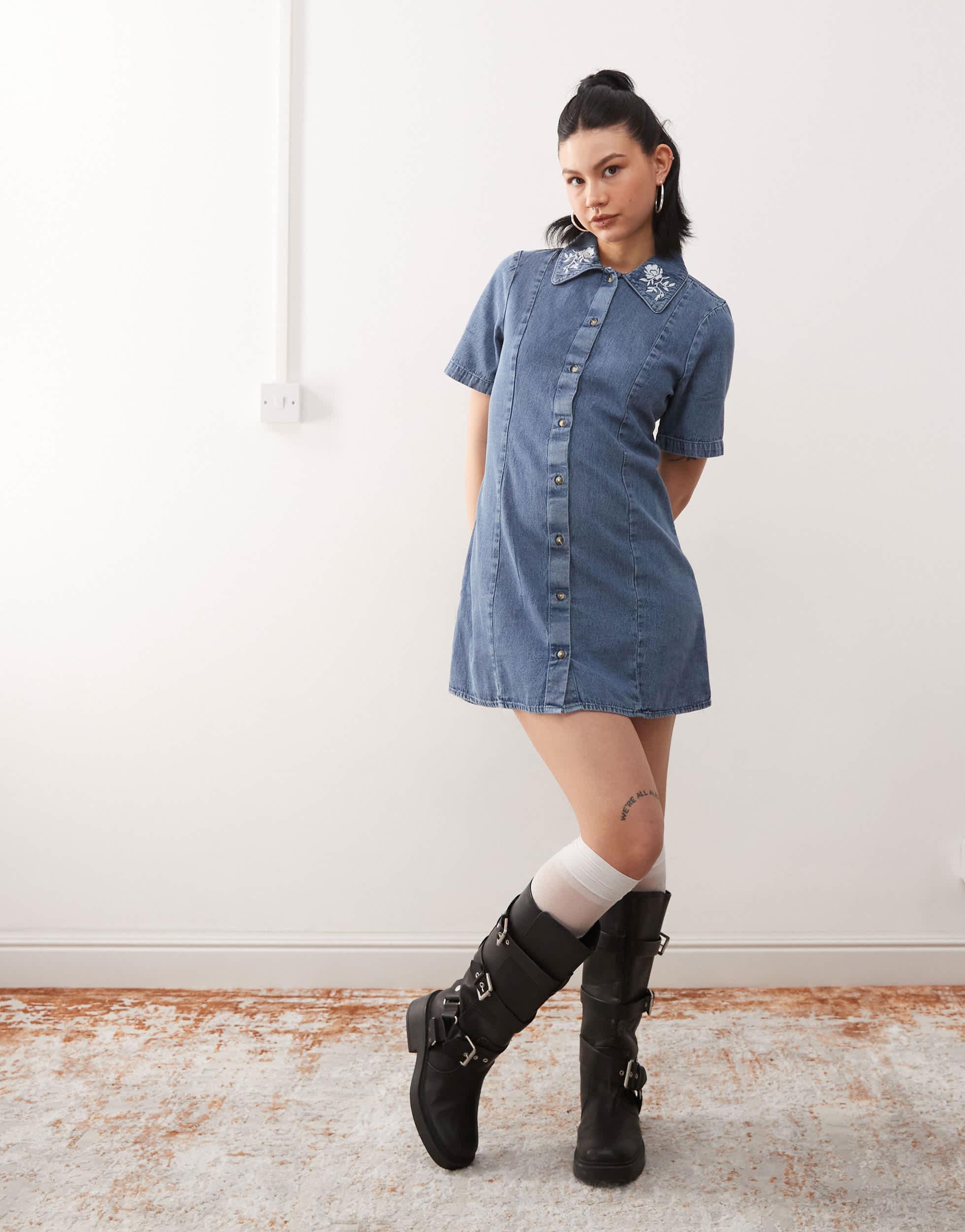 reclaimed vintage denim dress Reclaimed Vintage - Denim Shirt Dress - Women - Cotton - 8 US