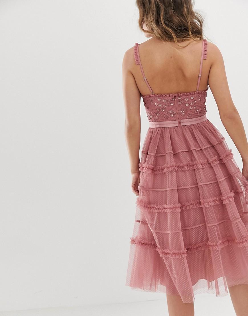 needle and thread cami strap midi dress