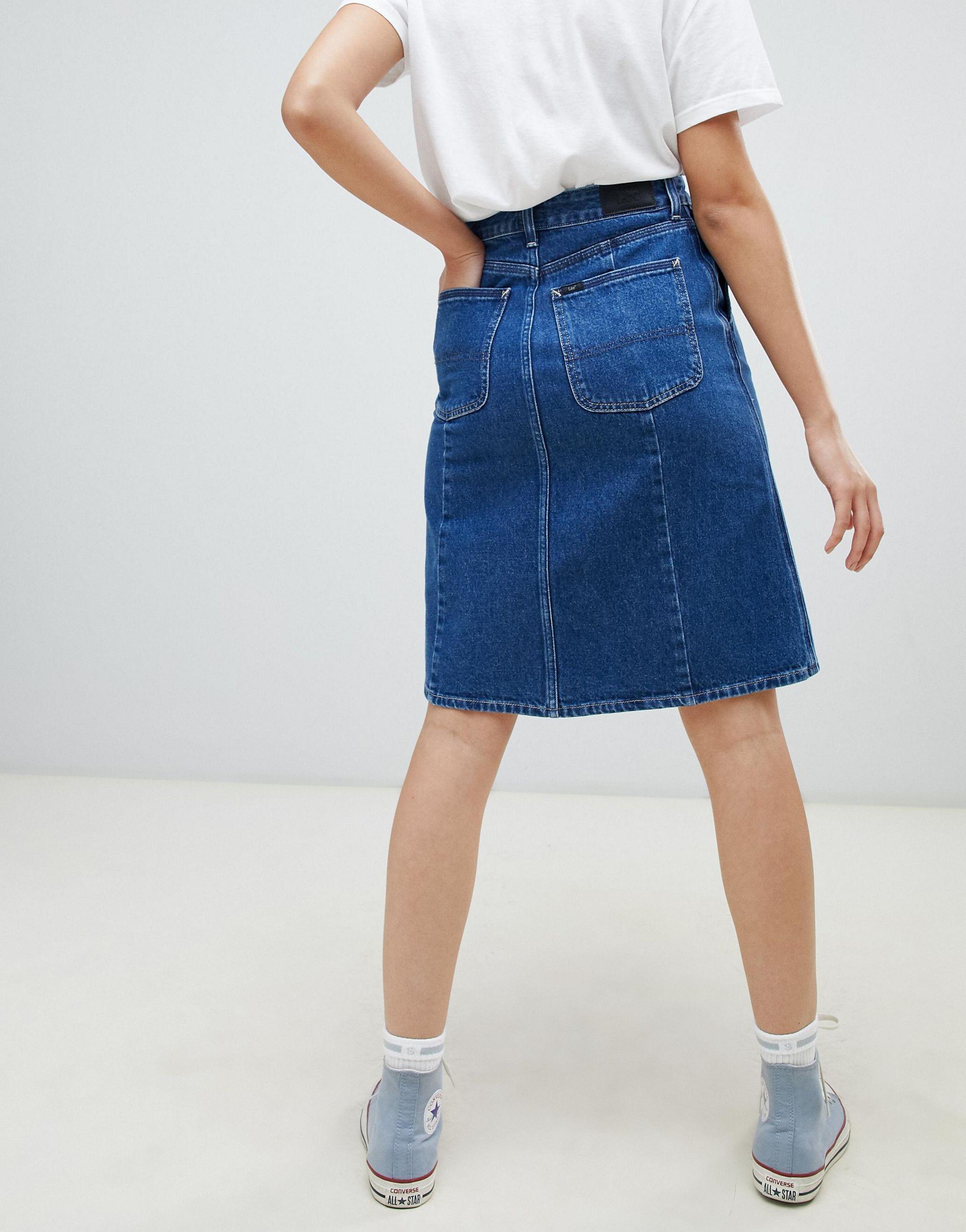 Lee Jeans A-line Denim Skirt in Blue | Lyst