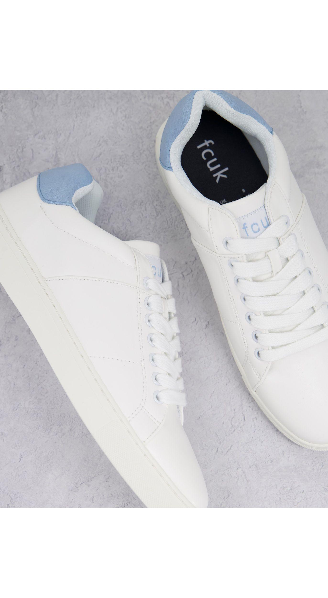 French Connection Contrast Heel Tennis Trainers in White for Men | Lyst