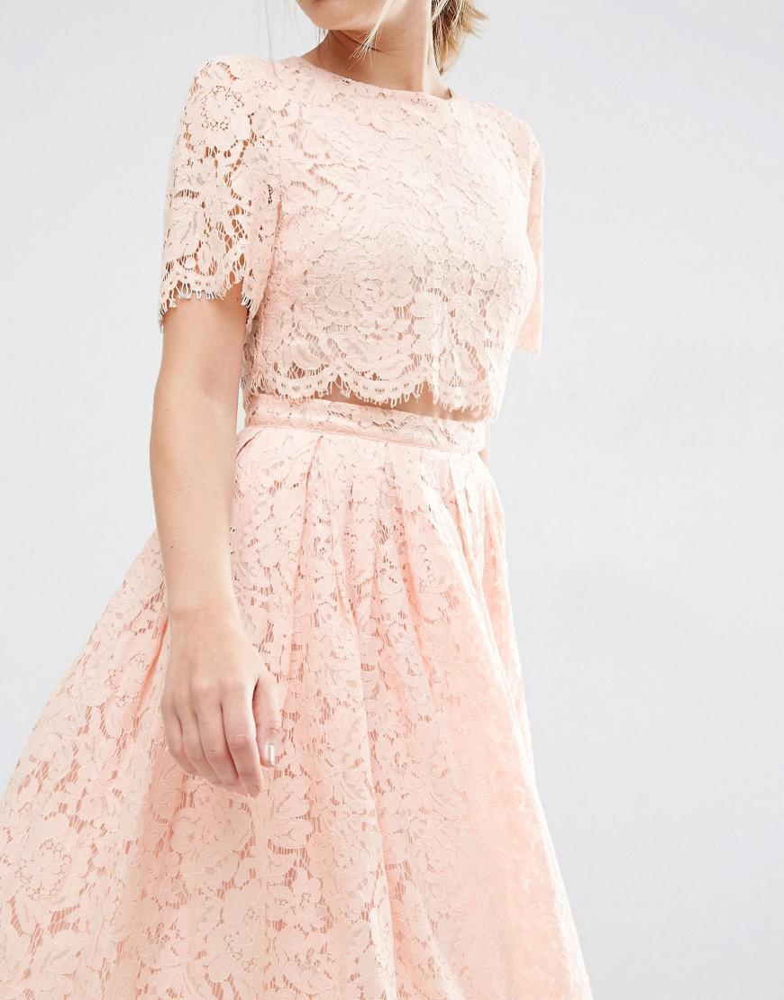 asos lace crop top midi prom dress