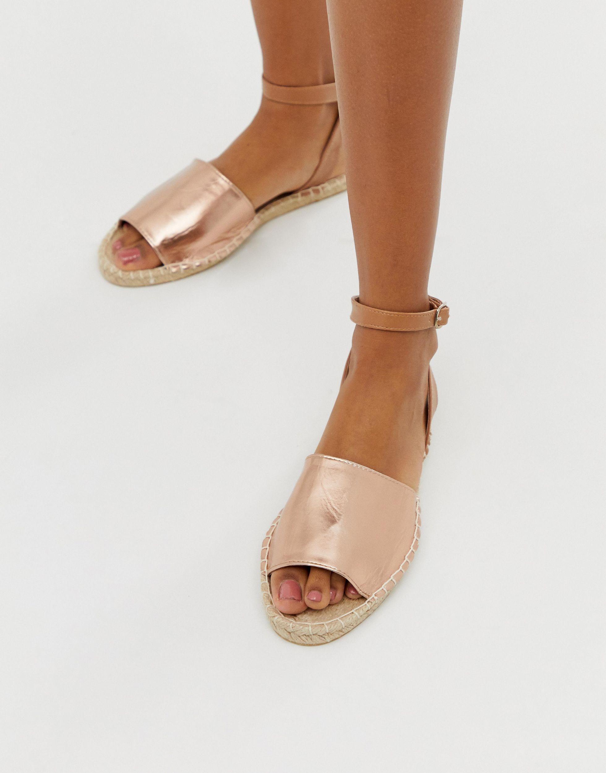 rose gold espadrille sandals