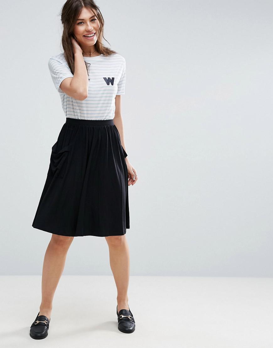 Lyst - Asos Jersey Midi Skirt With Pockets in Black