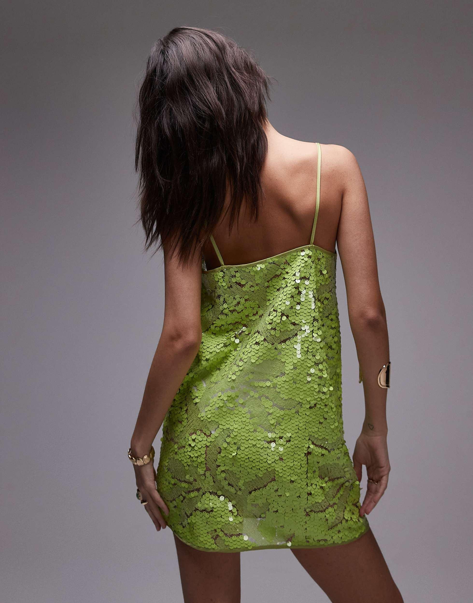 topshop sequin cowl mini dress Topshop - Longsleeve Cowl Back Mini Sequin Velvet Dress - Women - Polyester - 4 Us