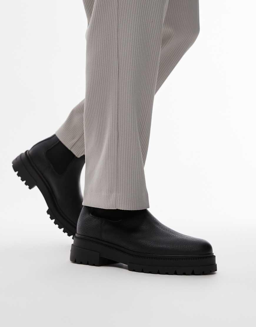 Tommy Hilfiger Chunky Leather Chelsea Boots in Black for Men Lyst UK