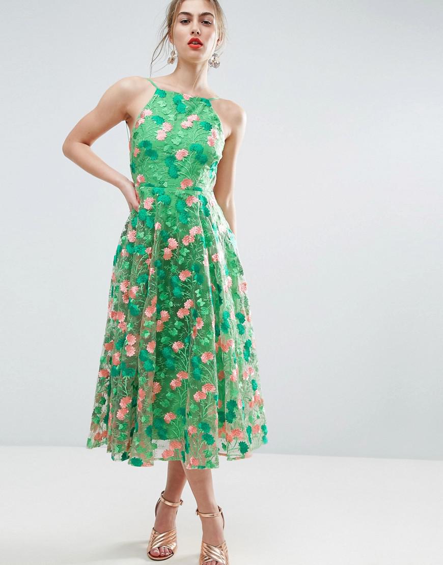 asos green embellished dress