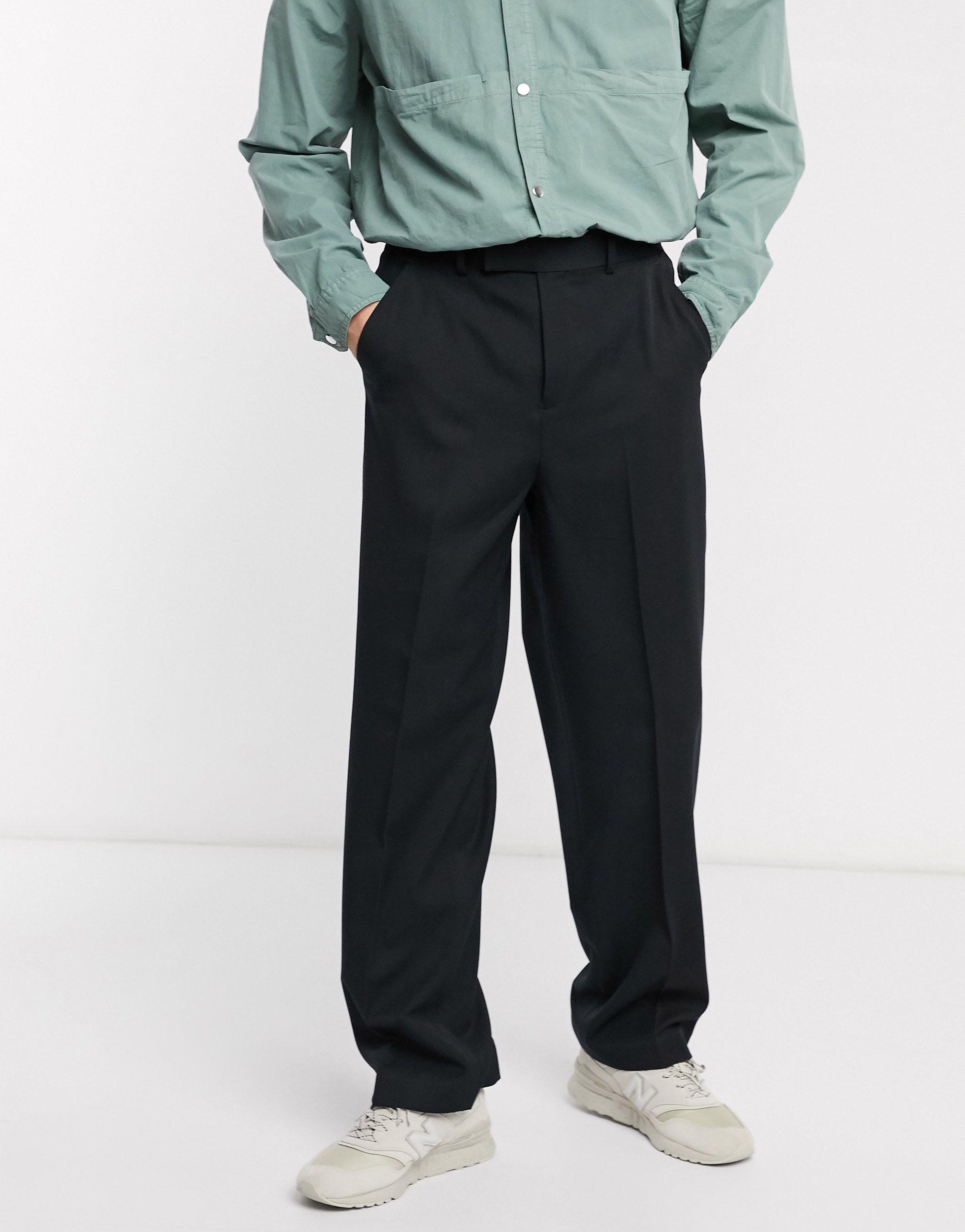 ASOS Wide Leg Smart Trousers in Black for Men | Lyst Canada