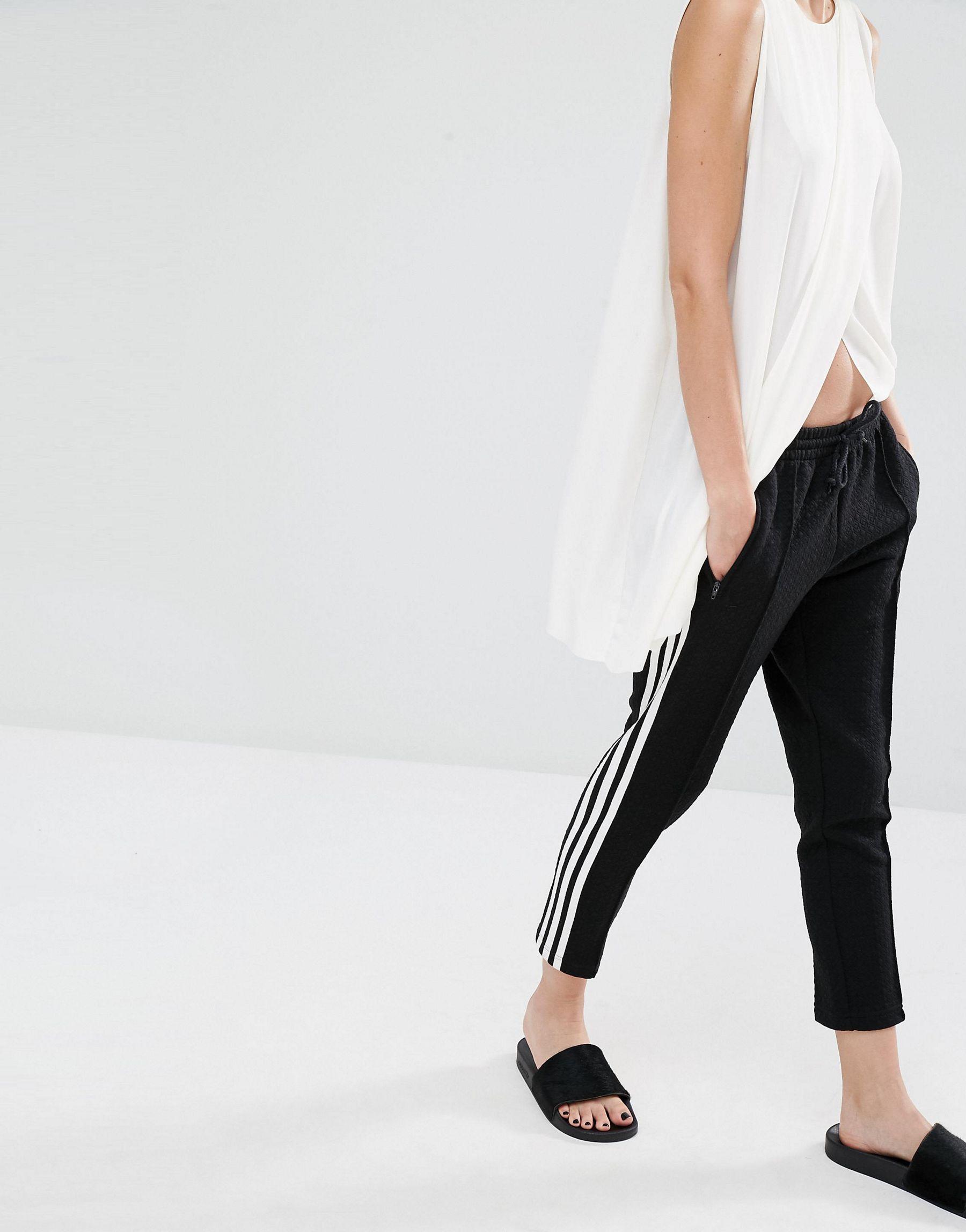 adidas originals three stripe cigarette pants in black