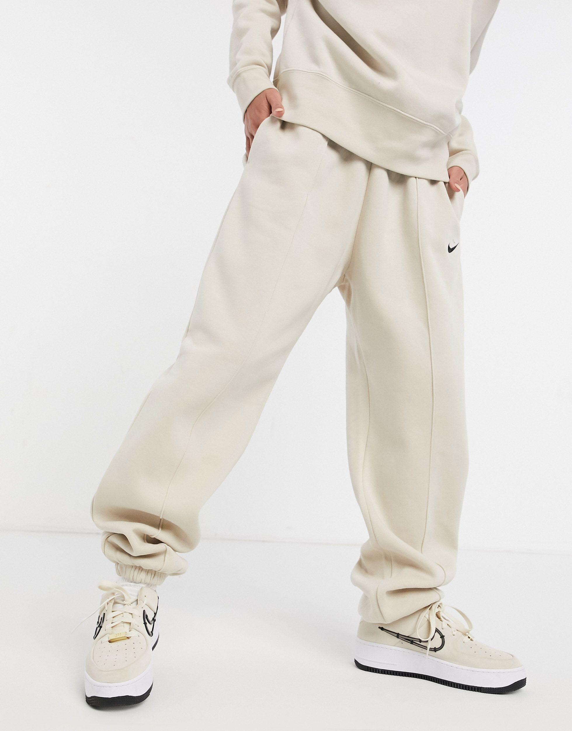 Nike Cotton Mini Swoosh Oversized joggers in White (Natural) - Lyst