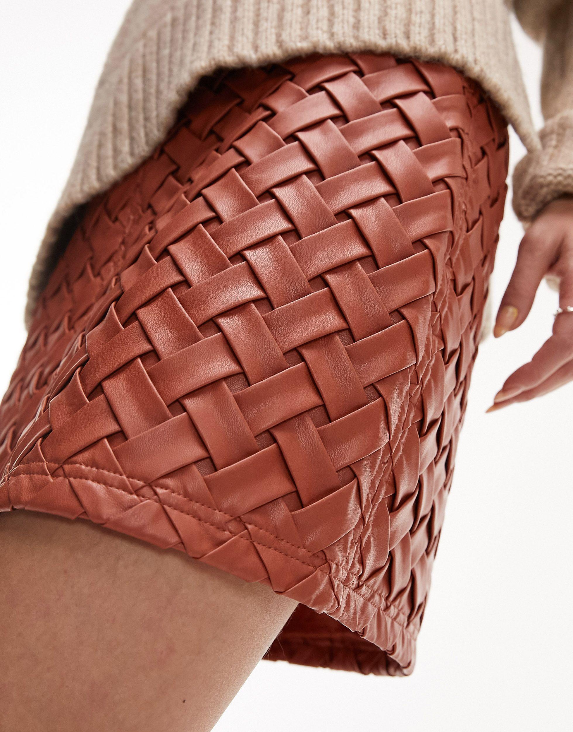 Topshop orange hotsell leather skirt