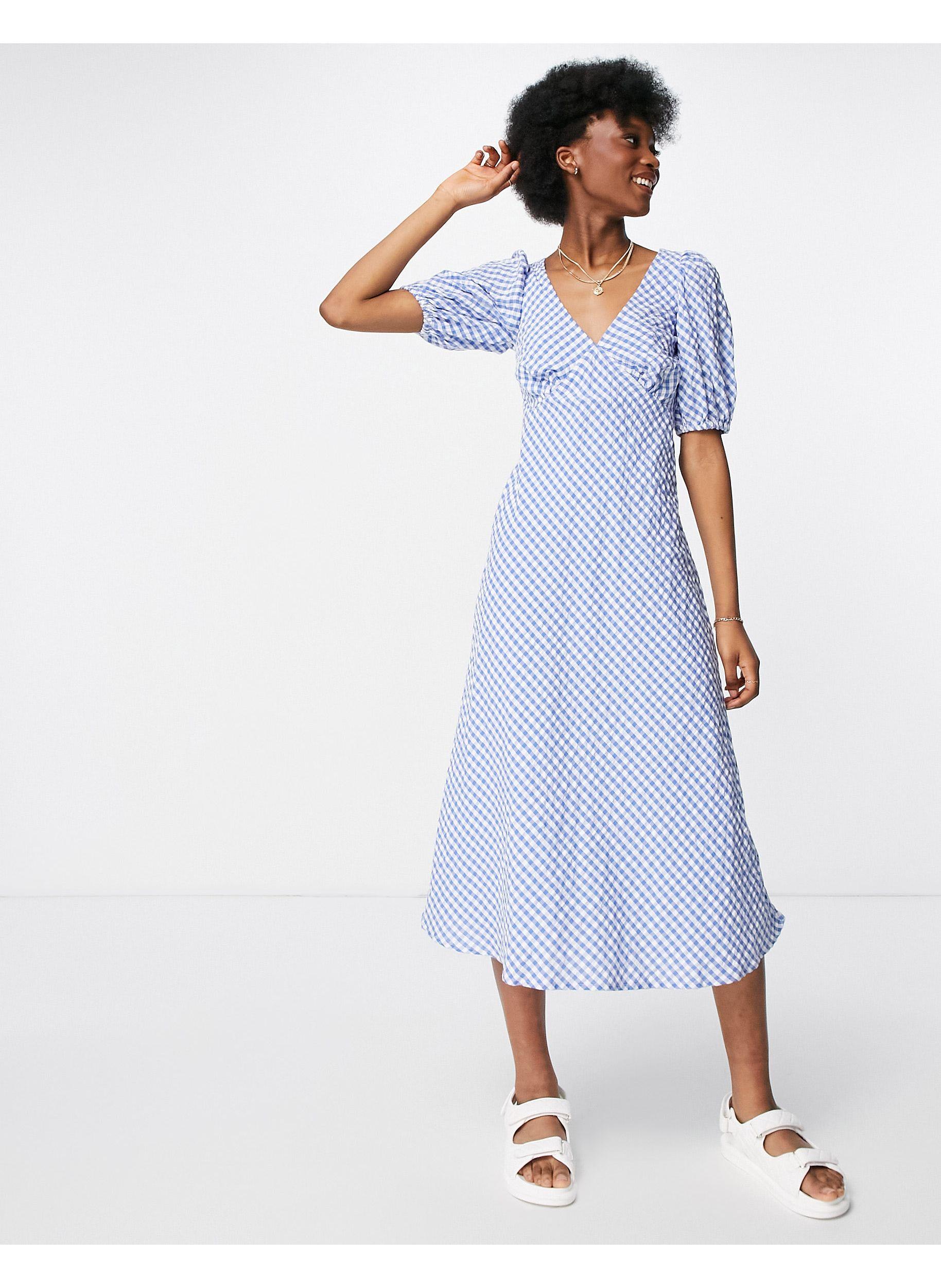 New Look Puff Sleeve Midi Tea Dress in 
